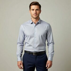 Michael Kors Slim Fit Travel Stretch Dress Shirt Mens Size 19 36/37 Grey